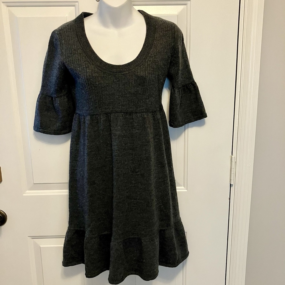 Sundance Women's PS Petite Small Merino Wool Tunic Sweater‎ Dress Pullover Gray